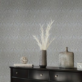 Quadrille Lotus Damask Bronze Silver Metallic Faux Fabric Textured Wallpaper 3D