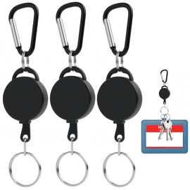 3 PCS Strapazierfähiger einziehbarer Schlüsselanhänger, Einziehbarer Schlüsselanhänger, Ausziehbarer ID Badge Halter, Schlüsselband für Schlüssel, Kartenhalter, Zugangskarten, für Büro, Outdoor und me