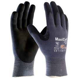 ATG 44-3745 MaxiCut Ultra Men Work Gloves Cut 5 Resistant Hand Protection Safety, Size 44 – 3745 (10), Manufacture size XL, Blue / Black