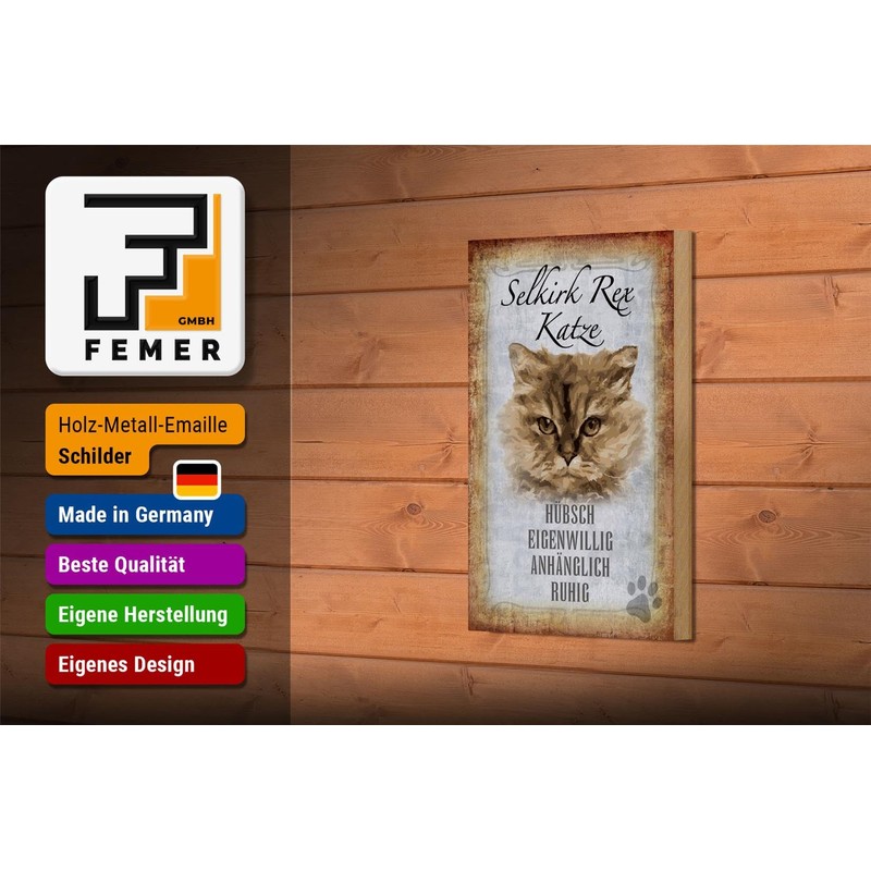 Wooden Sign Saying 12 x 18 cm Selkirk Rex Cat