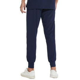 COZYFIT Scrub Pants for Men - Slim Jogger Pants with 5 Pockets, Yoga Waistband, Anti-Wrinkle Scrubs for Men Navy Blue