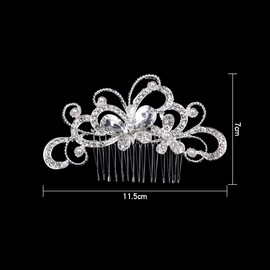 Lotsdonxia Bridal Diamond Hair Comb Clip - Stylish Butterfly Design Sparkling Wedding Accessories Alloy Rhinestone Hair Comb for Women (11.5cm X 7cm)