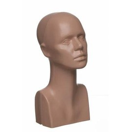 15" Tall Female Mannequin Head Durable Plastic Flesh Color (50014)