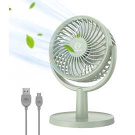 LEMOISTAR Small Personal USB Powered Fan with 4 Speeds, Portable Desk Fans with 310° Rotation, Mini Powerful Table Fans, Air Cooling Fan for Office, Bedroom, Easy to Store, Strong, Compact-Green