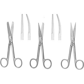 Dressing Scissors 14cm, Straight & Curved, Shears, Nursing, Home,Office, Veterinary, Surgical Dental Use (14cm Curved, Blunt/Blunt)