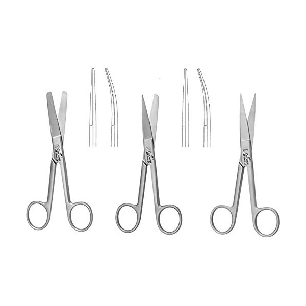 Dressing Scissors 14cm, Straight & Curved, Shears, Nursing, Home,Office, Veterinary,