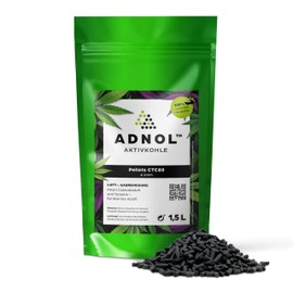 ADNOL® Activated Carbon Pellets 1.5 Litres for Air Filter Grow Box Improvement of Indoor Air, CTC80, Diameter 4 mm, Energy Class A, Can be Used as Carbon Filter
