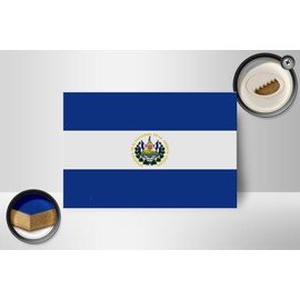 Wooden Sign El Salvador Flag 18 x 12 cm Flag of El Salvador Decorative Sign