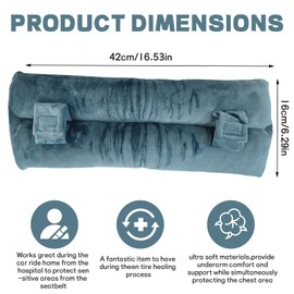 Seat Belt Pillow for Mastectomy Post-Surgery, Cushion Pad for Chemo Port, Pacemaker, Soft Comfort, for Mastectomy, Heart Surgery, Hysterectomy Recovery, for Women Gift, Gray