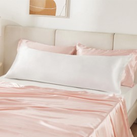 Bedsure Satin Body Pillow Pillowcase for Hair and Skin - White Zipper Long Pillow Case, Similar to Silk Pillow Cases, Silky & Super Soft Body Pillow Case Cover, Gifts for Women or Men, 20x54 Inches