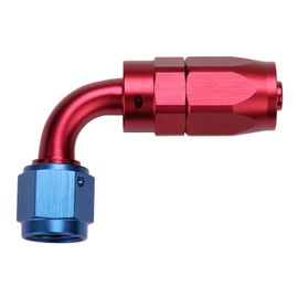 6AN 90 Degree Aluminum Swivel Hose End Fitting for Braided CPE Fuel Hose. Red/Blue (6AN 90)