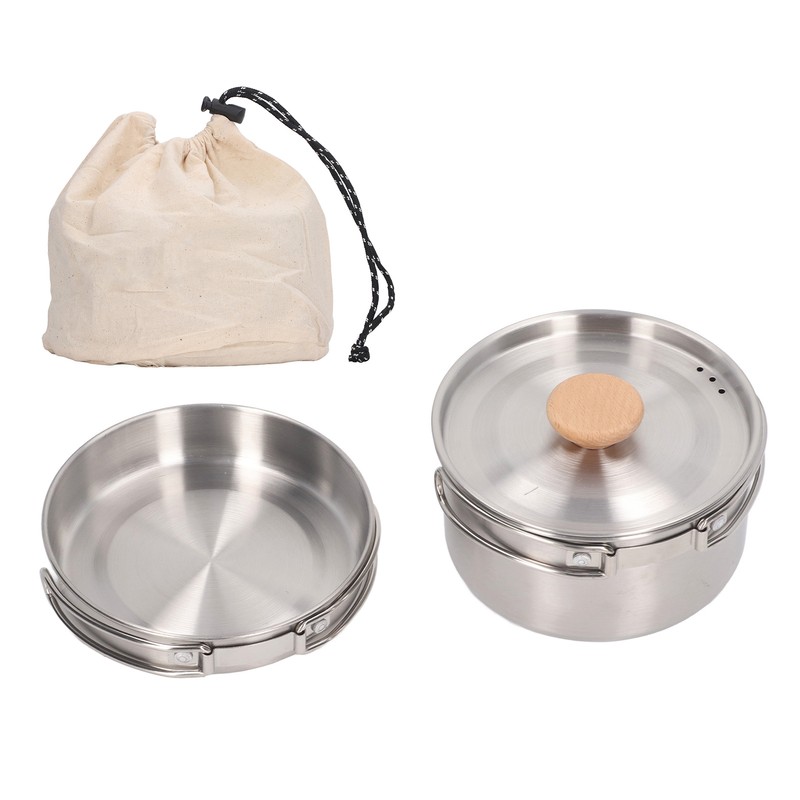 Cooking Pot and Pan Set 304 Stainless Steel Portable Camping