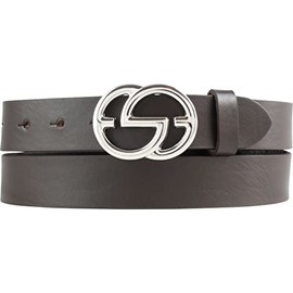 BELTINGER Emil Women's Belt Made of Full Cowhide Leather, 3 cm, Slim Leather Belt for Women, 30 mm, Shiny Silver, Brown, silver