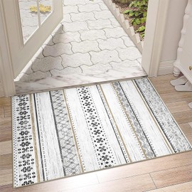 BESTSWEETIE - Alfombra de área de 2 x 3 pulgadas para sala de estar, lavable, estilo marroquí, geométrica, de pelo bajo, antideslizante, suave, para recámara, cocina, comedor, entrada, color negro y