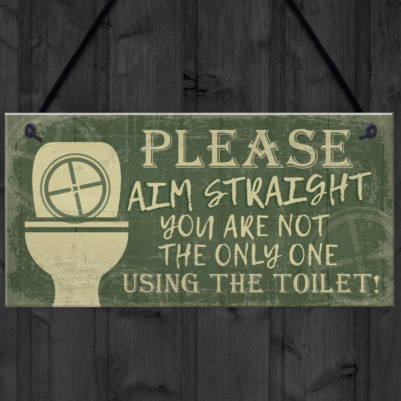 RED OCEAN Funny Novelty Bathroom Sign Aim Straight Loo Decor