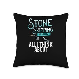 Stone Skipping Stones Skimming Skipper Throwing Throw Pillow