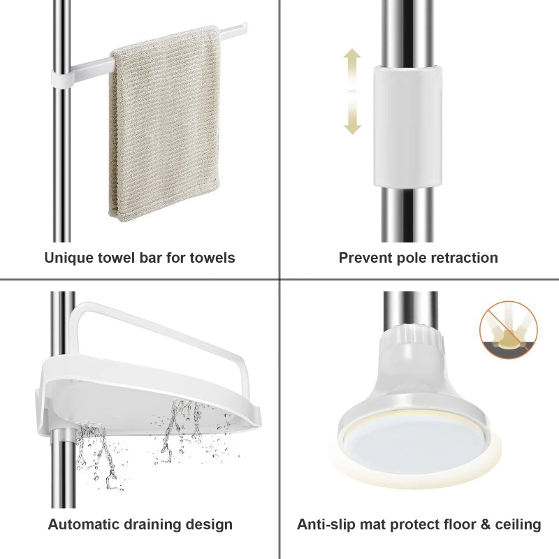 Unbranded Rustproof Telescopic Pole Rack No Drilling Adjustable Height 4