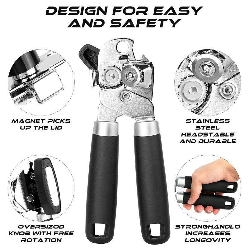 Can Opener Manual, Heavy Duty Stainless Steel Can Opener with