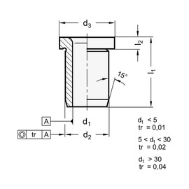 Positioning Bushing / Drill Bushing 11 mm, Length 12 mm, with Collar, Bore Rounded on One Side