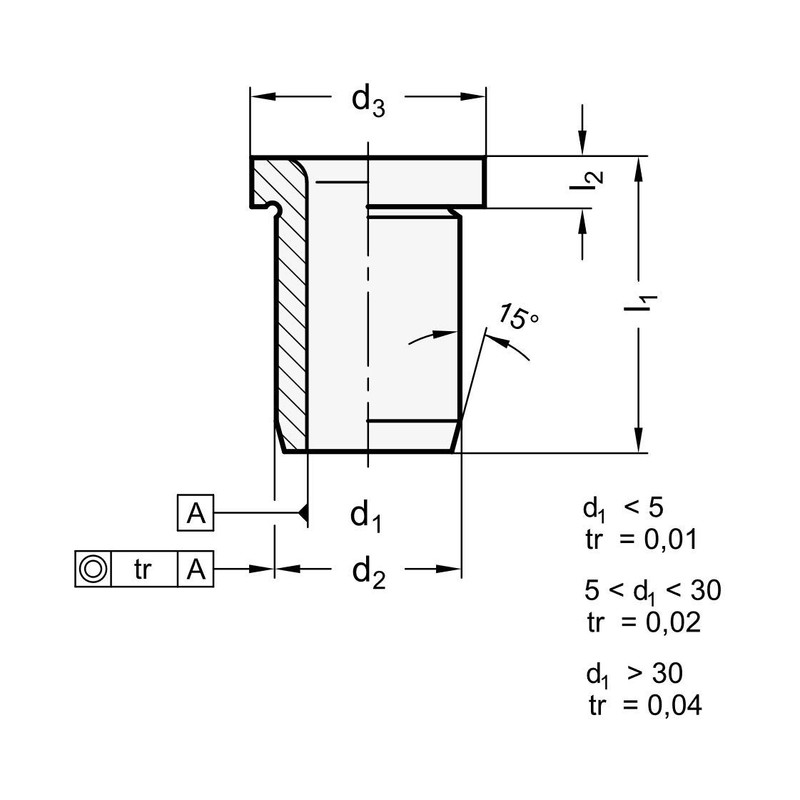 Positioning Bushing / Drill Bushing 11 mm, Length 12 mm,