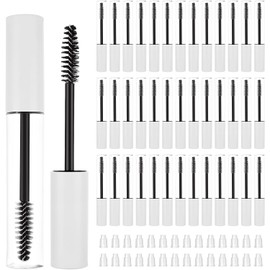 WOPPLXY 50 tubos vacíos para rímel con barra de pestañas, 10 ml, recipiente de crema de pestañas rellenable con tapón de fugas, botella de crema de pestañas para cosméticos de bricolaje, color blanco