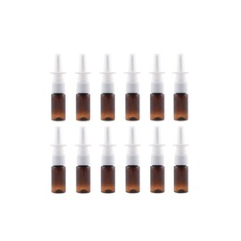 12PCS 20ml Refillable Amber Plastic Nasal Spray Bottles Fine Mist Sprayer Nose Cleanser Containers Vials for Essential Oils and Perfumes 0.7Ounce