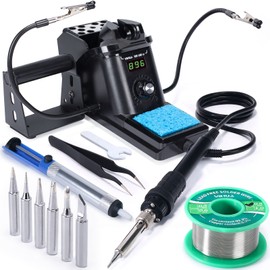 YIHUA 926 III - Kit de estación de soldador con pantalla digital de 60 W con 2 manos de ayuda, 6 puntas de hierro adicionales, soldadura sin plomo, ve
