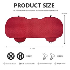 BWBWND Linen Car Seat Cover, Anti-Slip Bottom Bench Protector Rear Seat Pad with Storage Pockets, Comfy Breathable Long Rear Seat Cushion Pad for Most Vehicles, Car Accessories (Rear Wine Red)