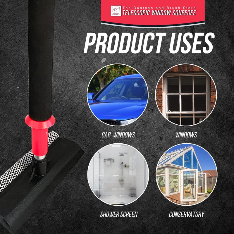 2 in 1 Telescopic Window Squeegee with Durable Squeegee Blade