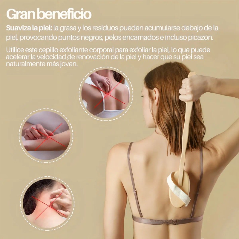 Cepillo Corporal Universo Linea Cerdas Naturales Mango Removible