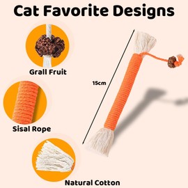 XYTAHDM 4 x Catnip Toy, Chewing Cotton Rope, Interactive Cat Toy for Indoor, Cat Teeth Cleaning, Natural Catnip, Stress-Relieving Cotton Rope Toy