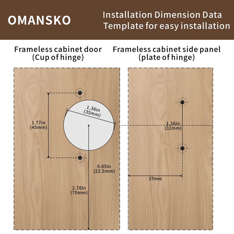 6 Pack Inset Soft Close Cabinet Hinges 105° Frameless 3