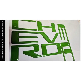 AUTOCARIMAGE Tailgate REFLECTIVE letters fits SILVERADO 19 20 21 23 24 LIME GREEN