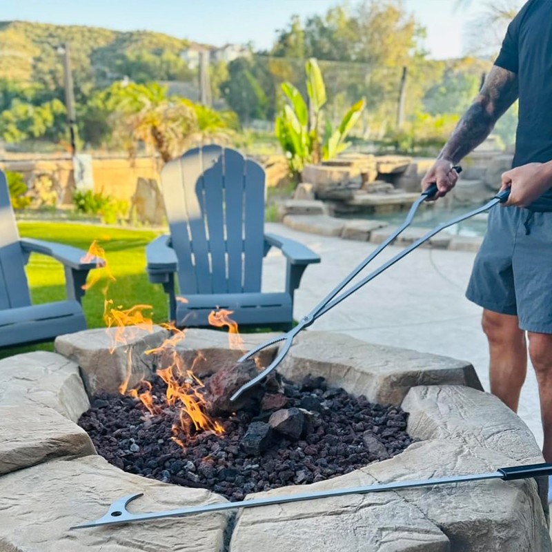 40" Fire Tongs Firewood Grabbers and Fire Poker Set, Stainless
