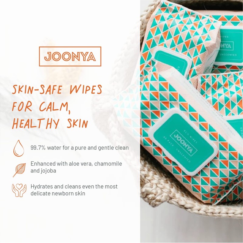 JOONYA Unscented Baby Wipes — Plant-Based, Fragrance-Free Bulk Diaper Wipes