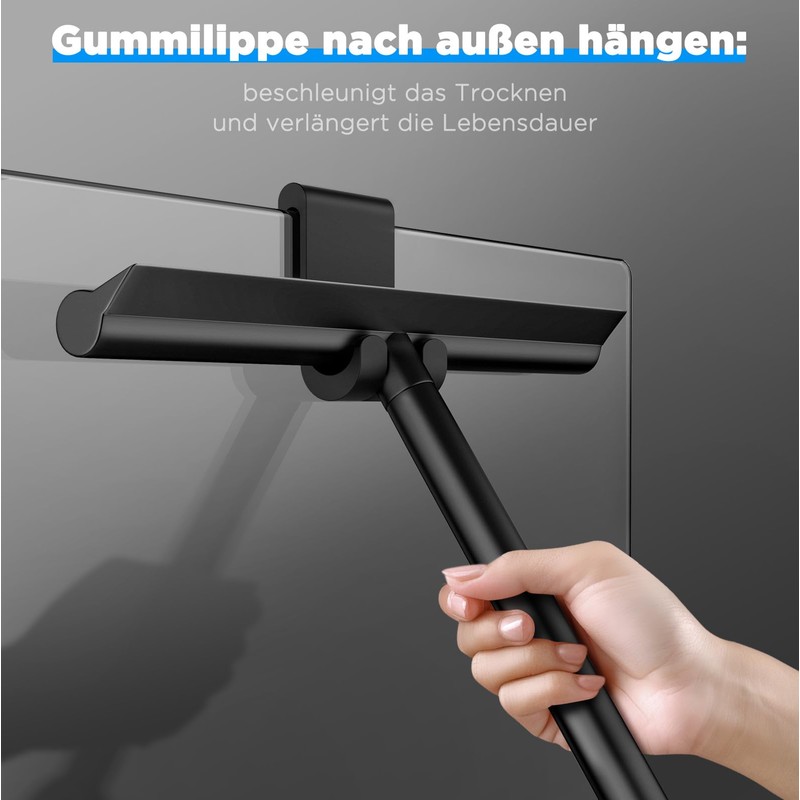 ecooe 30-61-89 cm Adjustable Shower Squeegee, Squeegee Shower Black, Squeegee