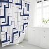 BTTN Navy Blue Shower Curtain - Geometric Fabric Shower Curtain