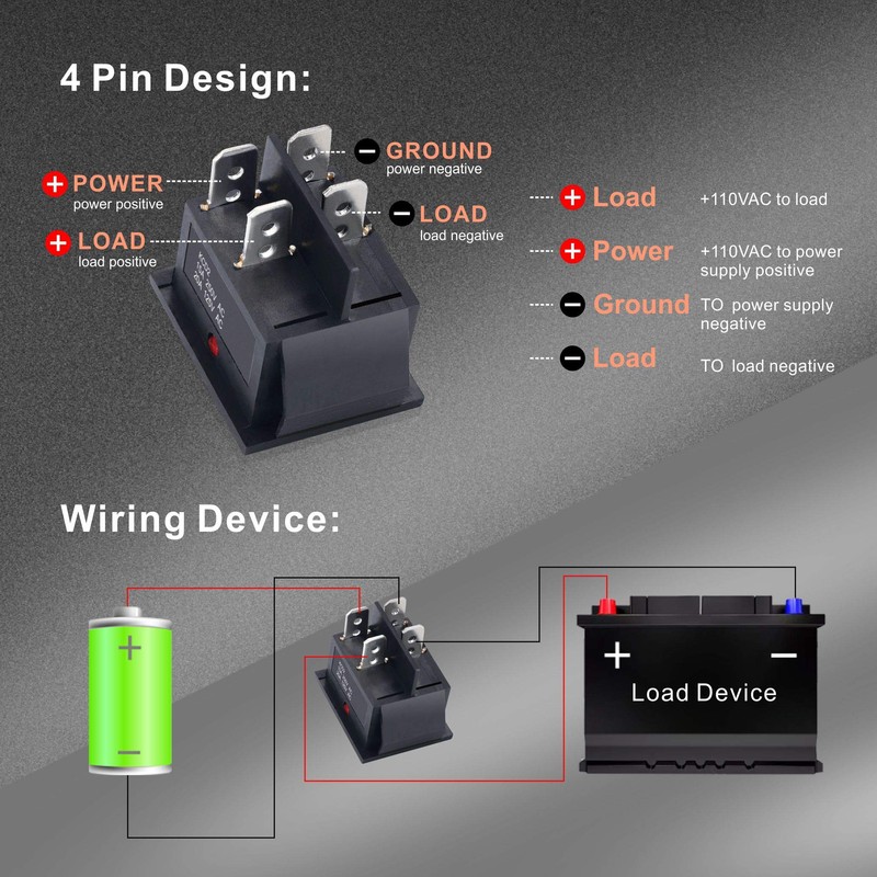 APIELE 3Pcs 2 Position Rocker Toggle Switch ON/Off AC 125V/20A