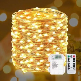 200 LED Warm White Fairy Lights Battery Operated Chirstmas Lights Indoor Outdoor 66FT 8Modes Battery Powered String Lights with Remote/Timer Twinkle Lights for Bedroom Party Tree Christmas Decorations