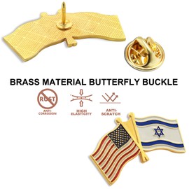 100Pcs America US Israel Flag Lapel Pins Bulk - Metal United States Israeli flag Pin Badge Brooch Souvenir Jewish pins