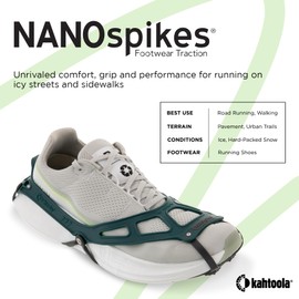 Kahtoola NANOspikes Footwear Traction for ICY Winter Road Running & Walking - Olympic Coast - Large