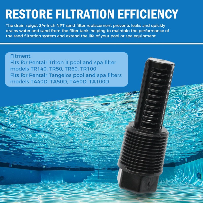 tsurghion 154698 Drain Spigot 3/4-Inch NPT Sand Filter Replacement Compatible