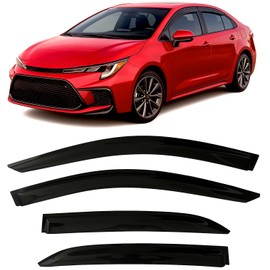 2019-2025 Tape-On Side Window Visor Deflectors for Toyota Corolla Sedan L LE SE XLE XSE FX Hybrid Dark Tinted Rain Guards 2020 2021 2022 2023 2024
