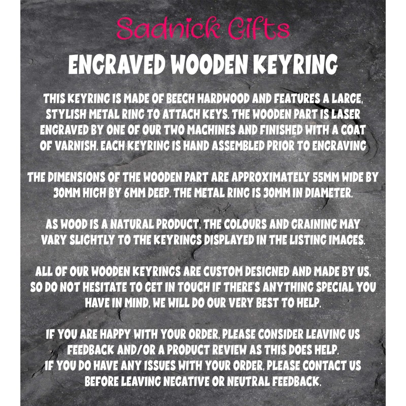 Decalarama Allotment Wanker Keyring Gift Rude Cute Engraved Wooden Key