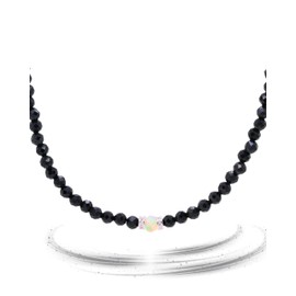 Liberty Angels - Natural stone necklace made of 925 silver and opal - pearl necklace for men and women - necklace with clasp, opal, Tourmaline