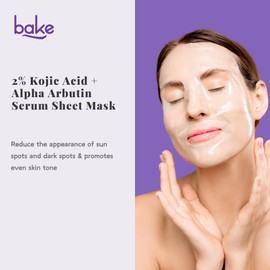 BAKE Kojic Acid & Alpha Arbutin Serum Sheet Mask For Dark Spots, Pigmentation Reduction And Skin Brightening | Pack Of 2