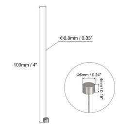 uxcell Straight Ejector Pins, 0.8mm (1/32") Dia. 65Mn Steel Round Tip Punch 100mm (4") Long for Mechanical Maintenance