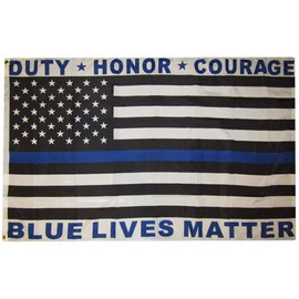 American Wholesale Superstore 3x5 Duty Honor Courage Blue Lives Matter 3'x5' Premium Quality Rough Tex 100D Oxford Polyester Flag