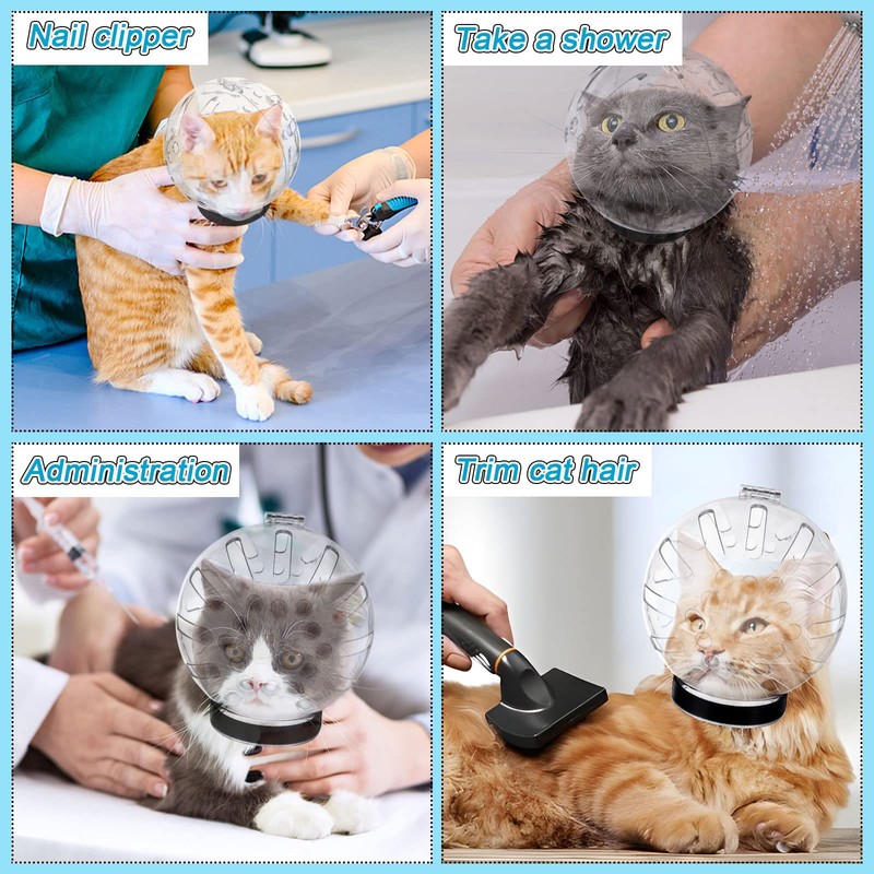 PETKNOWS Cat Helmet for Grooming - Adjustable Hood Bubble Helmet