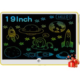 LCD Writing Tablet for Kids,19inch Drawing Tablet Colorful Screen Rechargeable with Touch Delete Key Doodle Board Educational Christmas Birthday Toys for 3-9 Year Old Girls Boys Yellow